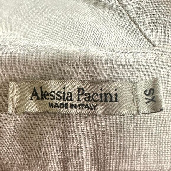 ALESSIA PACINI Beige 100% Linen Mini Dress Crochet‎ Lace Womens XS Made in Italy - Picture 5 of 6